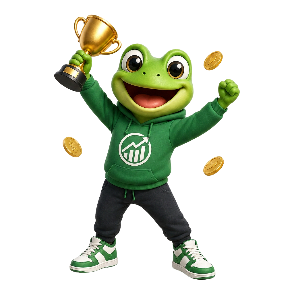 Cash comemorando com um troféu e moedas douradas